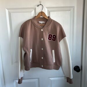Oak and Meadow Varsity Jacket Sweatshirt with Chenille Numbers 89